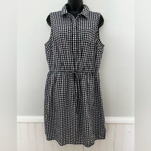 Tommy Hilfiger Navy Gingham Seersucker Sleeveless Shirt Dress, Size XL